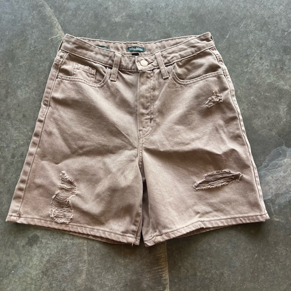 high waisted tan shorts